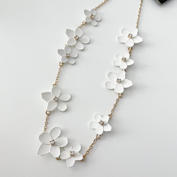 J. Crew Factory Jewelry - J. Crew Factory Floating Flowers Statement Necklace (White)